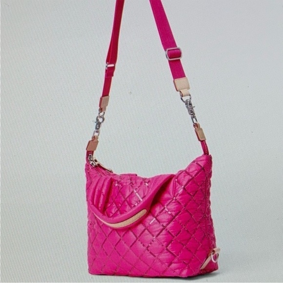 NWT new MZ Wallace Bright Fuchsia With Sequin Small Sutton Deluxe pink bling - Picture 2 of 7